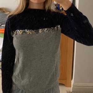 Crewcuts cashmere funnel neck sweater with beading